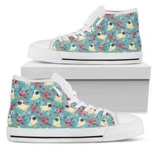 Pug Flower High Top Shoes Sneakers I8Ozn6H02W