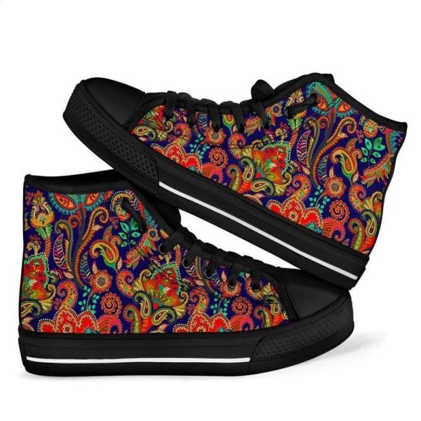 Red Flower Paisley Men Womens High Top Shoes 1Pqugu7Tjx