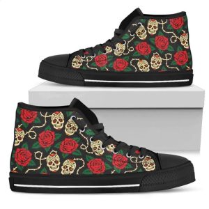 Rose Flower Sugar Skull Mens High Top Shoes Mhy245Zbkg